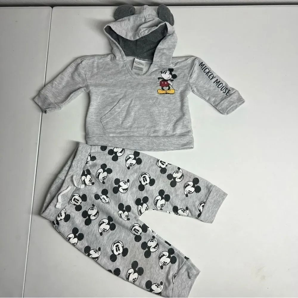 Disney Baby Mickey Mouse  Sweatpants And Hoodie Sweatshirt With Ears Size 12M